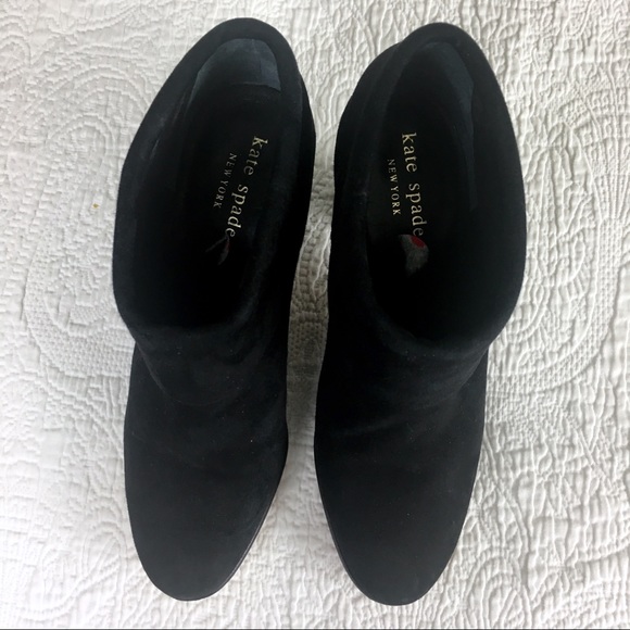 Kate Spade Booties Black Suede Cuffed Heel - Picture 2 of 5